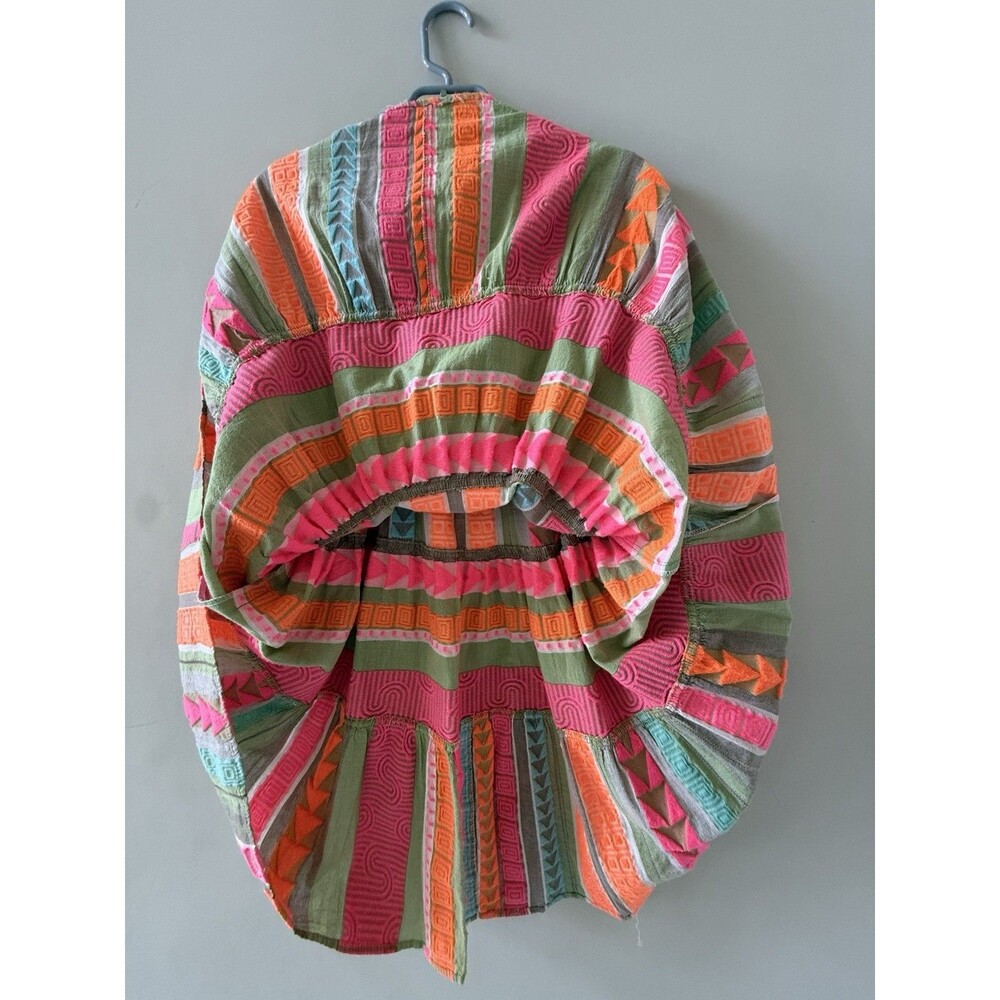 Devotion Twins Ella Short Dress XS Multi Neon Pink Orange Tunic Boho - Picture 8 of 8